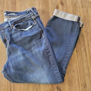 Denizen From Levi's Womens Blue Denim Distressed Slim Boyfriend Jeans Size 18